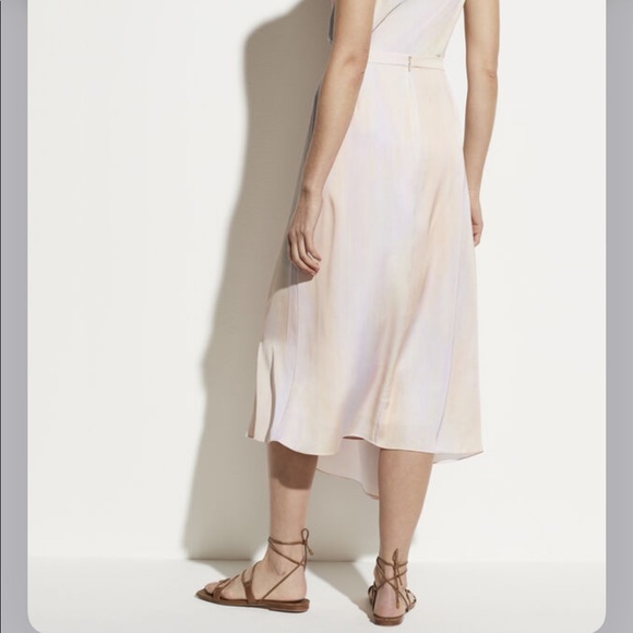 VINCE Rainbow Wash Drape Asymmetric Midi Skirt pastel pink slip skirt - Picture 4 of 16